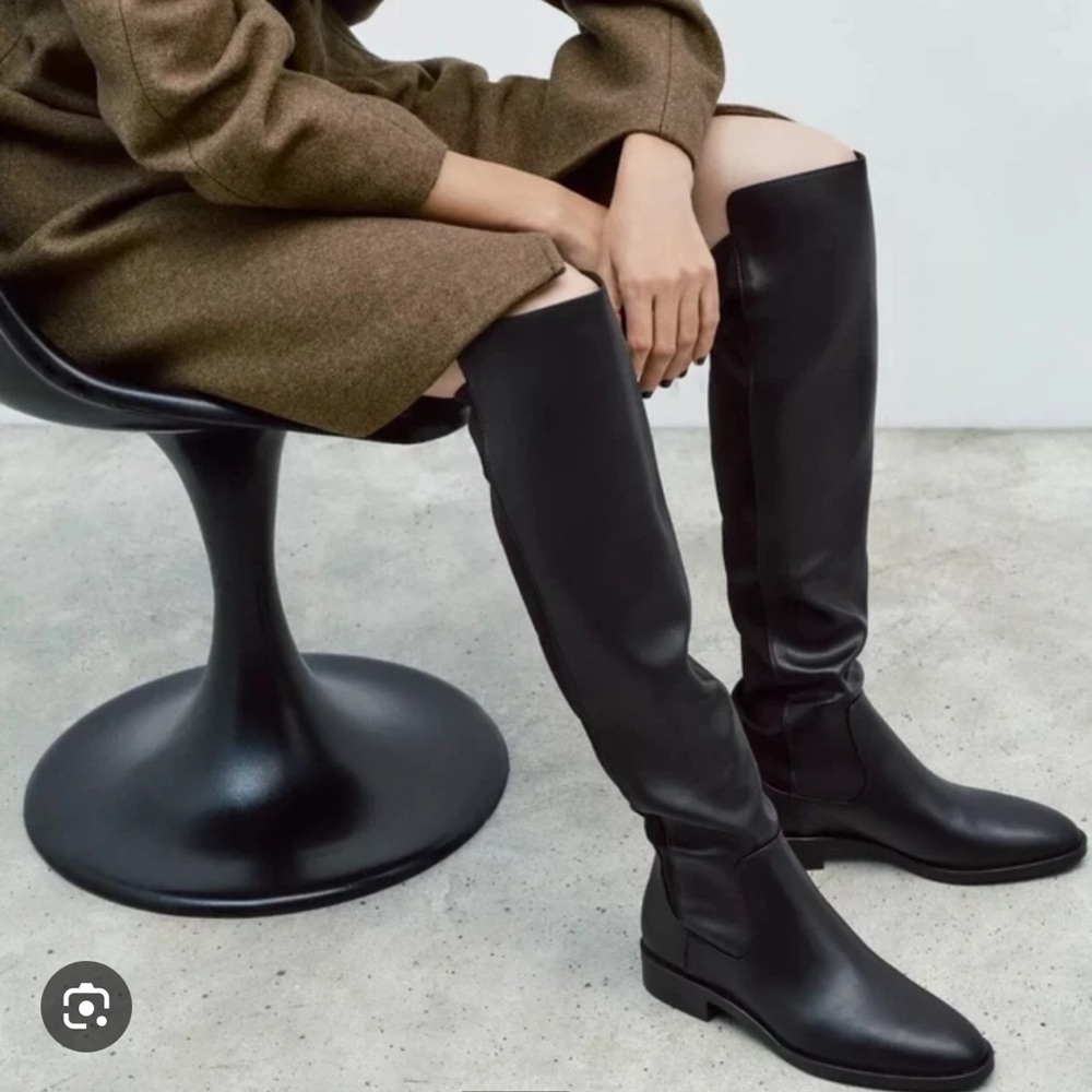 Brand New Black Leather Over The Knee Boot